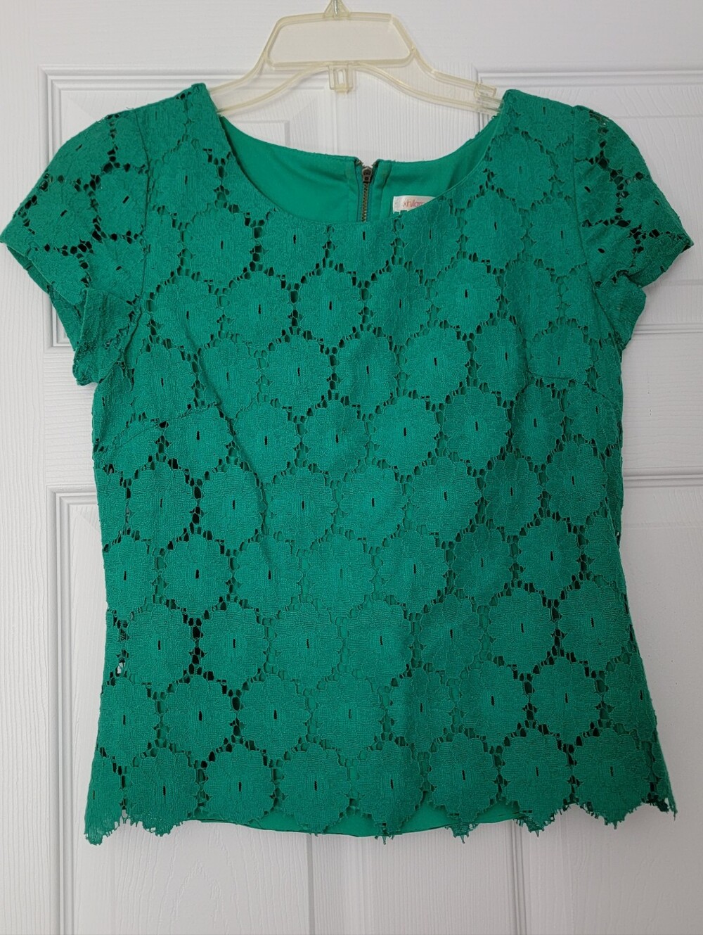 Kelly Green Floral Lace Short Sleeve Top